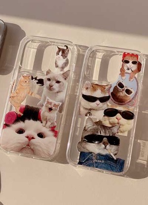 선글라스 고양이 아이폰 갤럭시 젤하드케이스